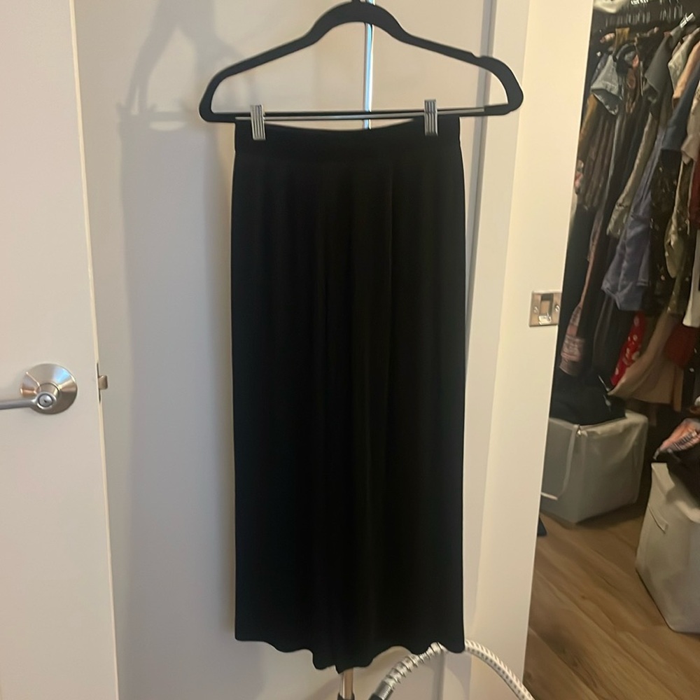 Zara Basic Black Pleated Wide Leg Pants